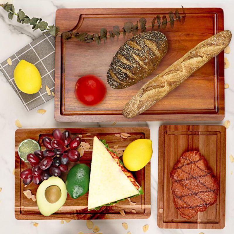 Set de tablas de cortar AIDEA 38x25 cm de madera de acacia