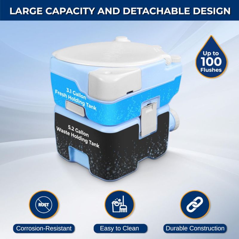 Inodoro portátil SereneLife 20 L Moonwhite con asiento extra grande