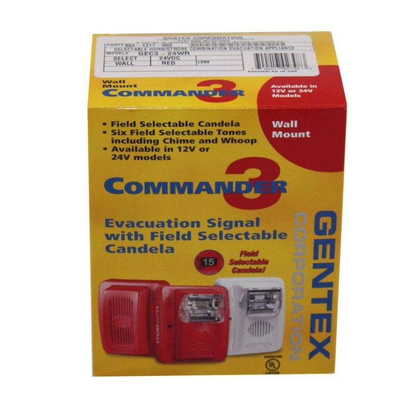 Bocina de Vehículo Gentex 24VDC con Cara Roja (Bocina/Estroboscopio)