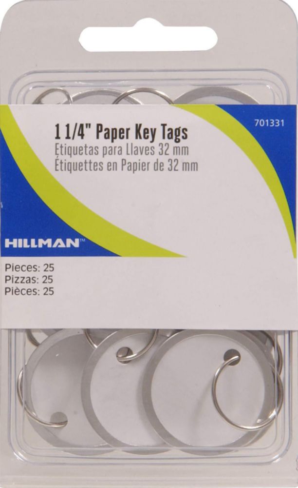 Key Tags Hillman Llavero de papel con borde metálico 125 cm de diámetro 25