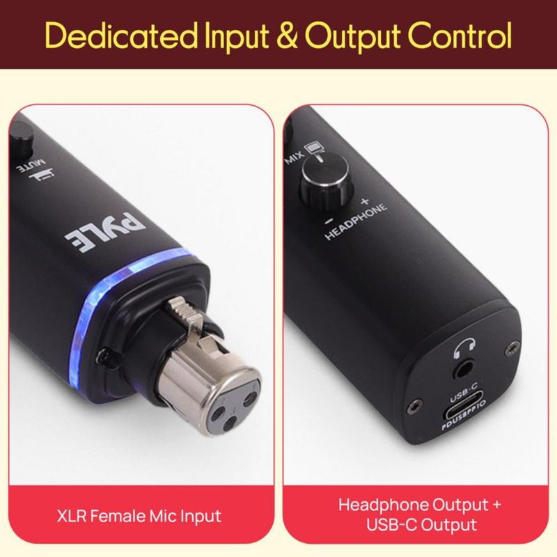 Interfaz USB para micrófono Pyle XLR a USB con alimentación phantom