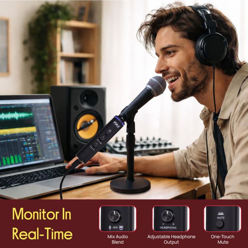 Interfaz USB para micrófono Pyle XLR a USB con alimentación phantom