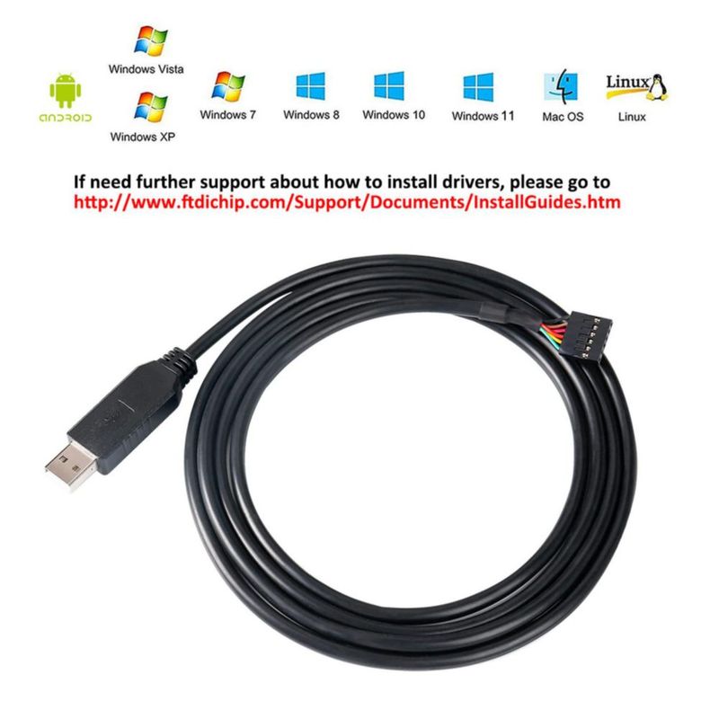 Adaptador USB a TTL DTECH 5V 18 m FTDI FT232RL de 6 pines
