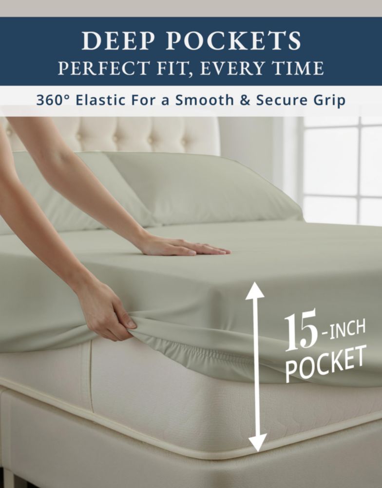 Sábanas LANE LINEN Twin XL de Algodón Egipcio Satén