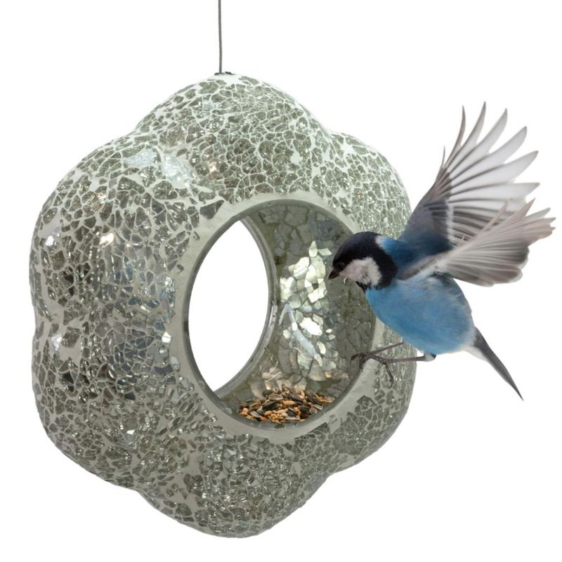Comedero para Pájaros Sunnydaze Decor 25 cm Vidrio Mosaico