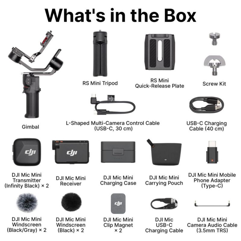 Estabilizador de cámara DJI RS 3 Mini + Kit Mic Mini