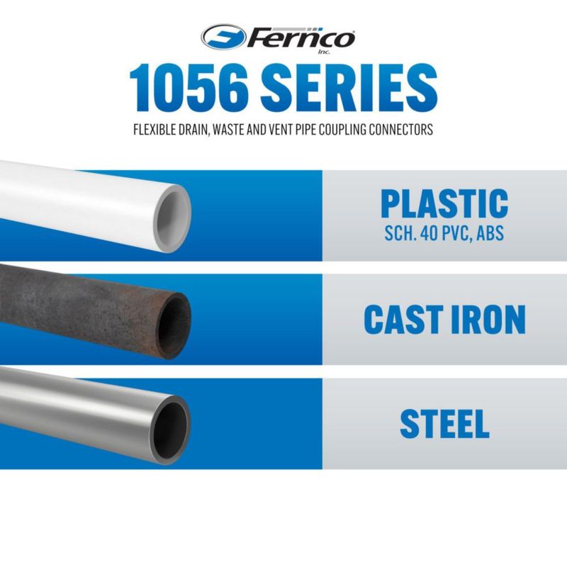 Acoplamiento de tubos de PVC flexible Fernco P1056-150/125 de 38 mm x 32 mm