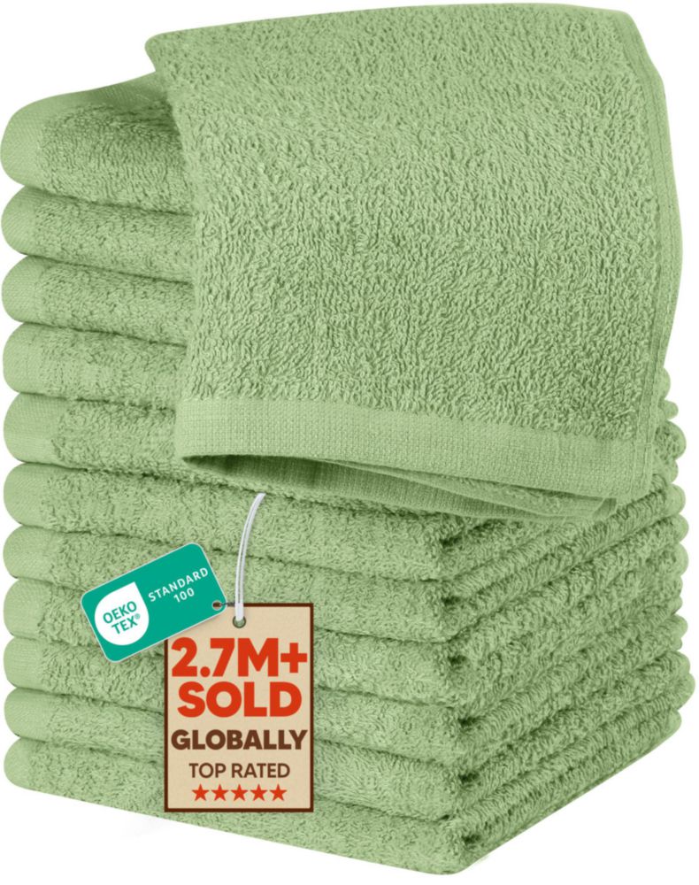 Paños de mano Utopia Towels 30 cm Pack de 12 en verde salvia