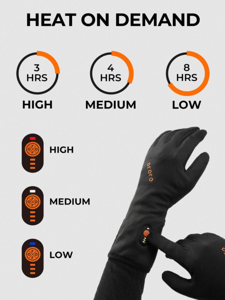 Forro de Guantes ORORO Negro XL Calefactado y Ligero