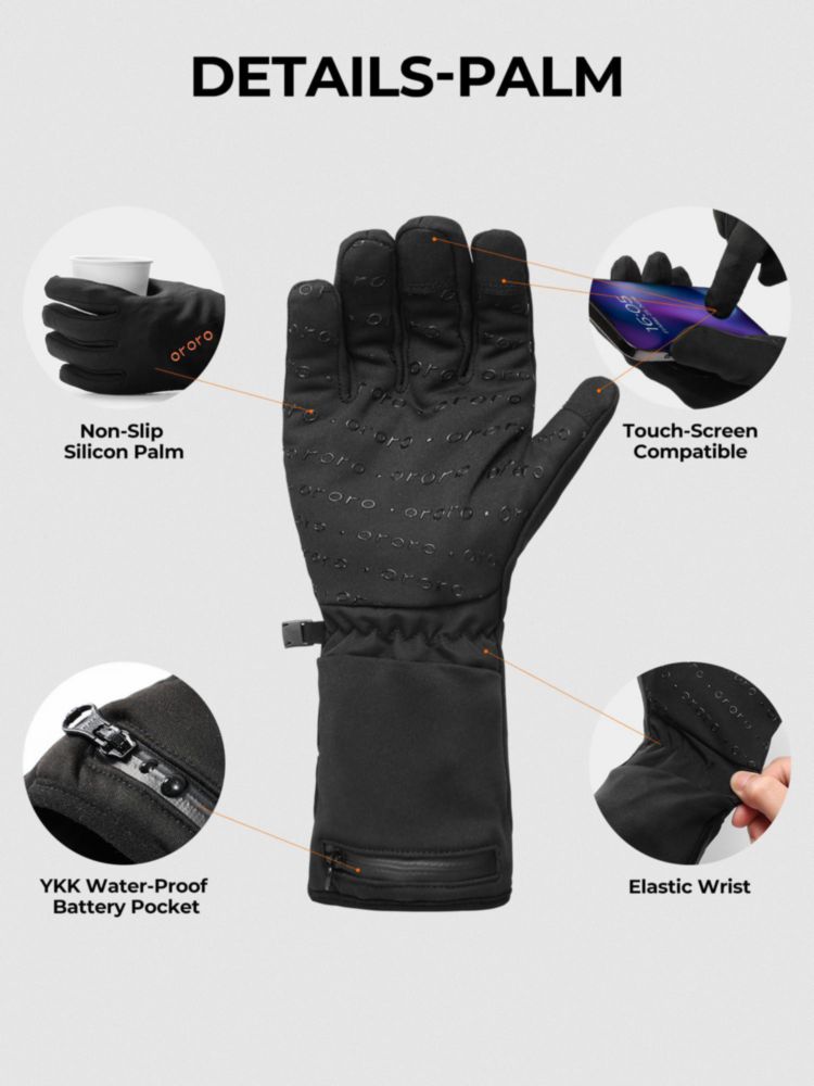 Forro de Guantes ORORO Negro XL Calefactado y Ligero
