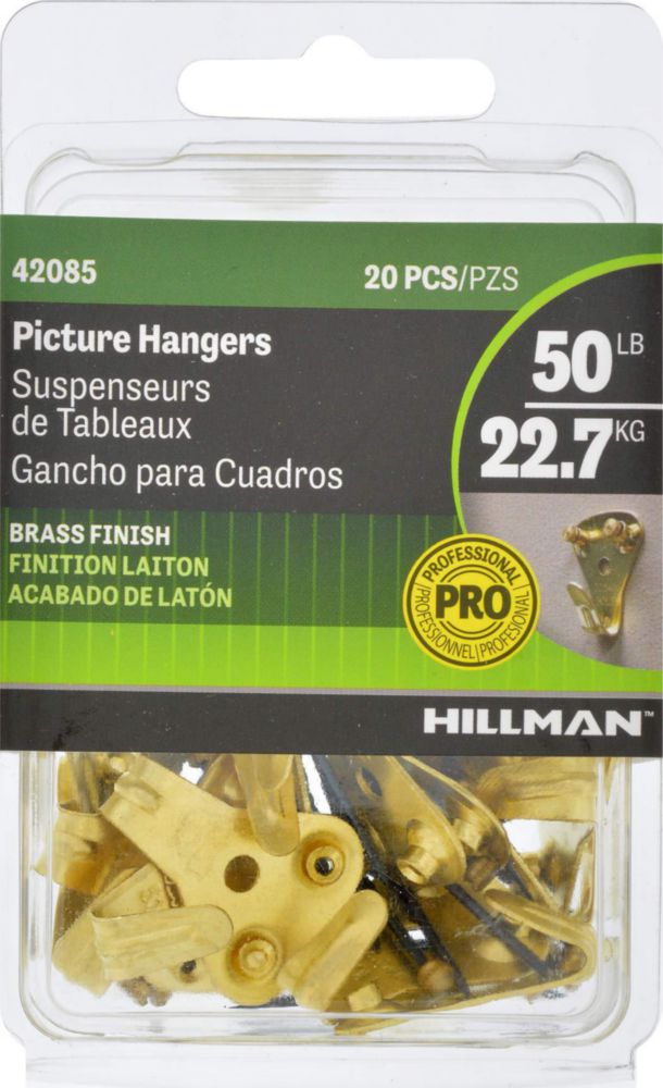 Colgador de fotos Hillman 42085 Classic de latón 227 kg paquete de 20