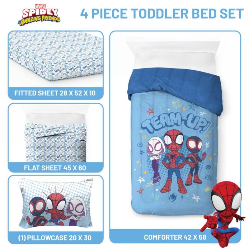 Juego de ropa de cama Jay Franco de 4 piezas azul Spidey & Friends