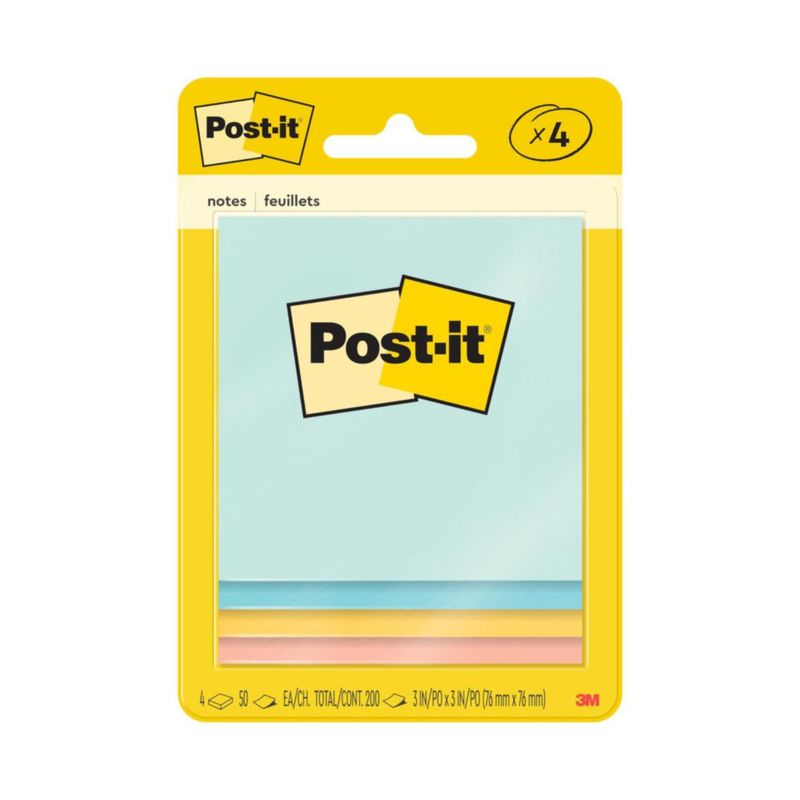 Post-it Notes 76 x 76 cm 4 blocs colores pastel