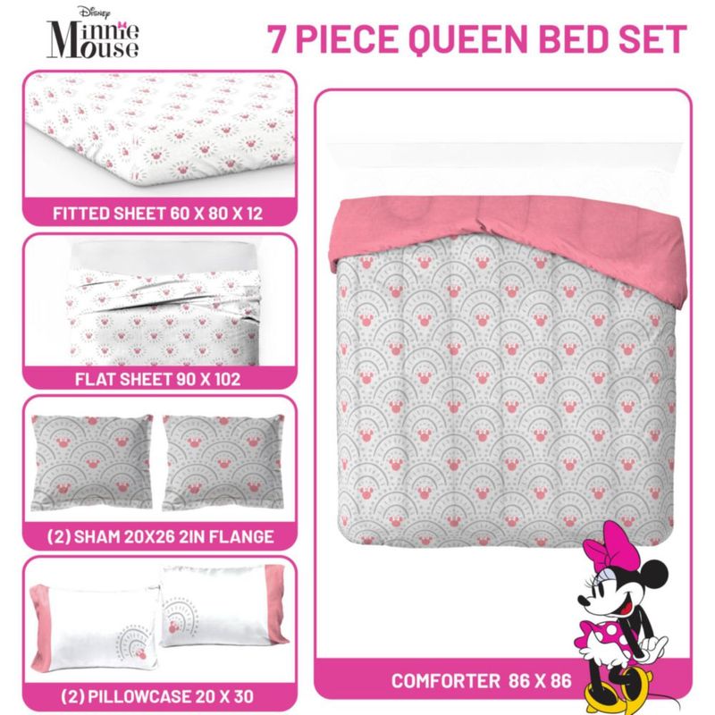 Juego de ropa de cama Queen 7 piezas Jay Franco Minnie Mouse gris
