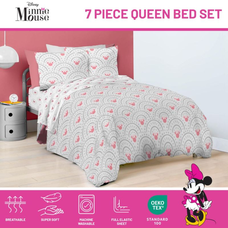 Juego de ropa de cama Queen 7 piezas Jay Franco Minnie Mouse gris