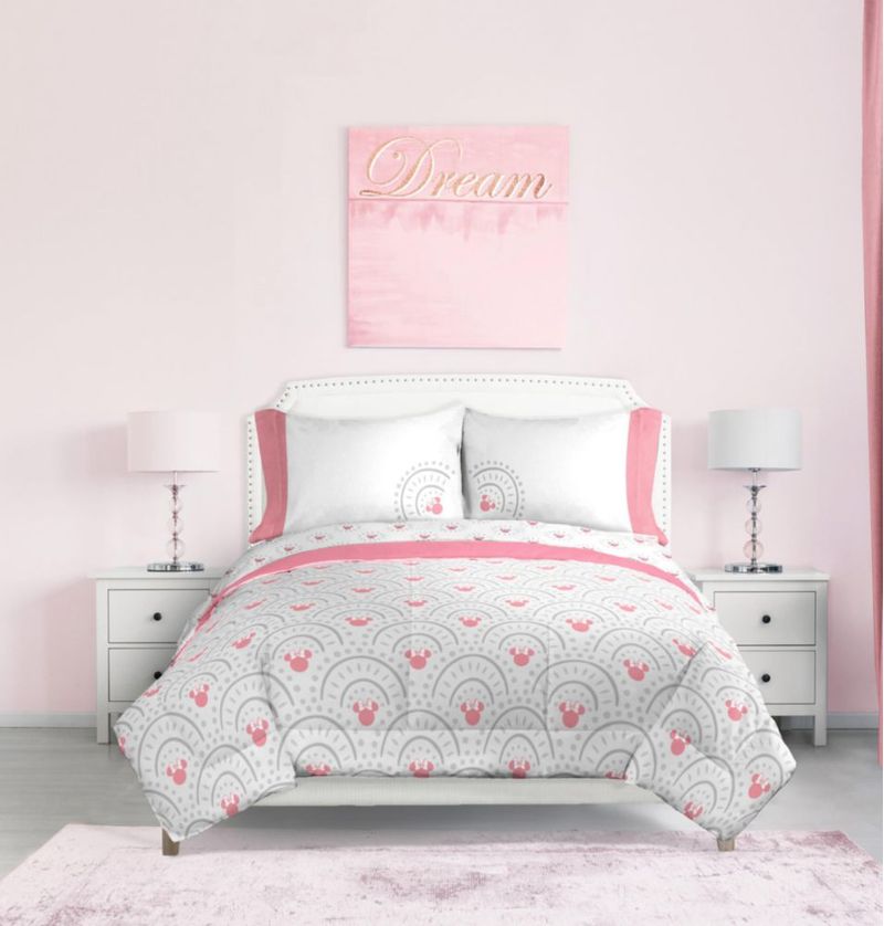 Juego de ropa de cama Queen 7 piezas Jay Franco Minnie Mouse gris