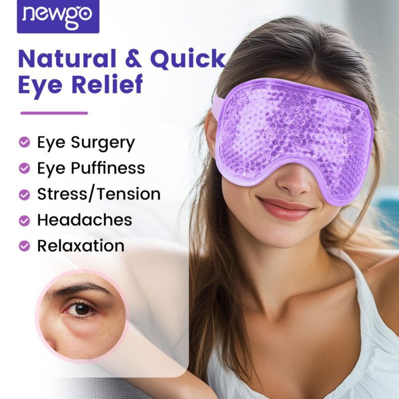 Máscara de Ojos NEWGO de Gel Refrigerante Reutilizable con Peluche Morado