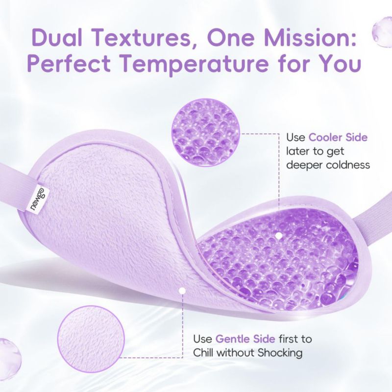 Máscara de Ojos NEWGO de Gel Refrigerante Reutilizable con Peluche Morado