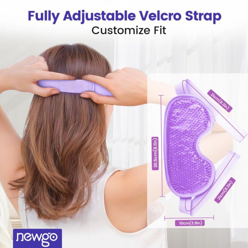 Máscara de Ojos NEWGO de Gel Refrigerante Reutilizable con Peluche Morado