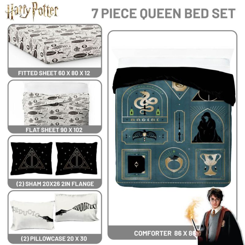 Juego de ropa de cama Harry Potter tamaño Queen de 7 piezas azul - Jay Franco