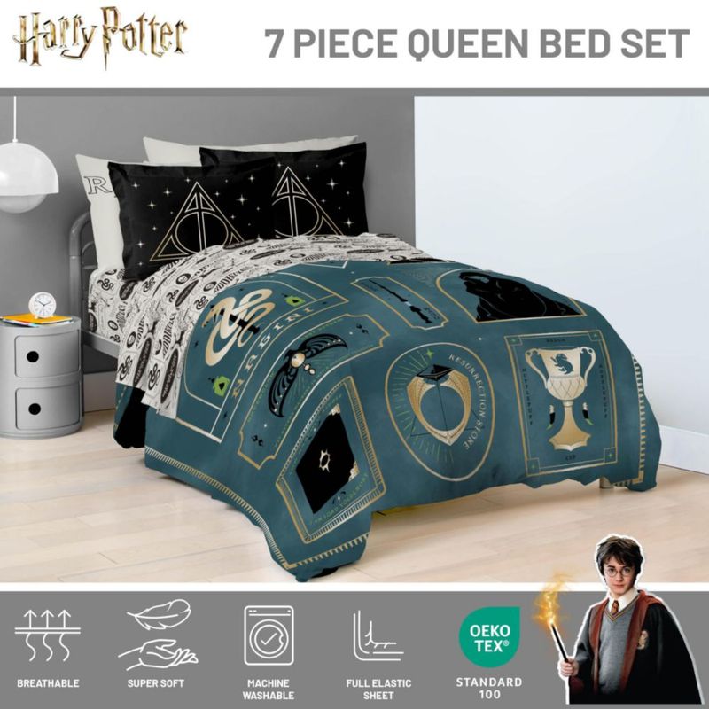 Juego de ropa de cama Harry Potter tamaño Queen de 7 piezas azul - Jay Franco