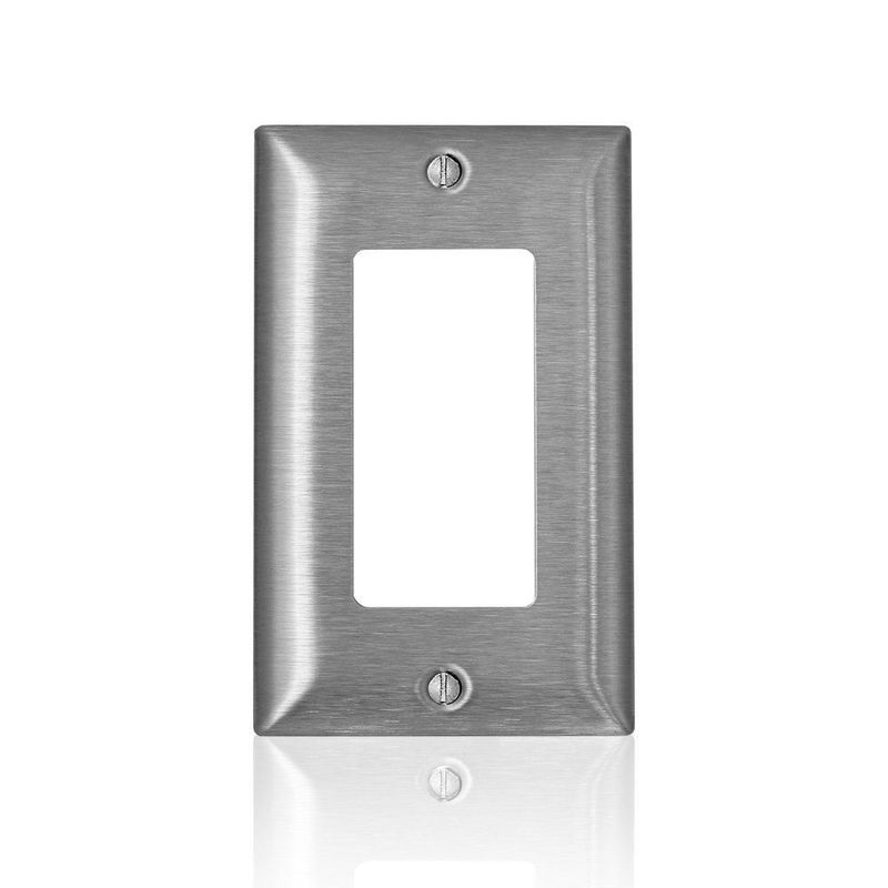 Leviton placa de pared Decora Plus/GFCI de una sola posición tamaño estándar acero inoxidable magnético serie C SL26