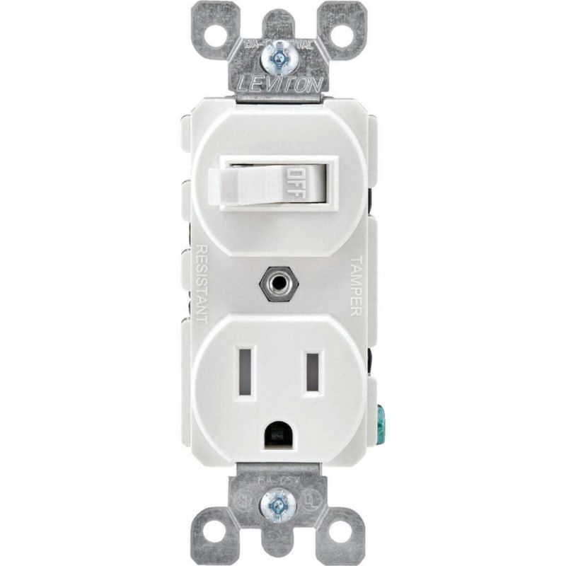 Toma eléctrica Leviton R62-T5225-0WS de 15 amperios blanca