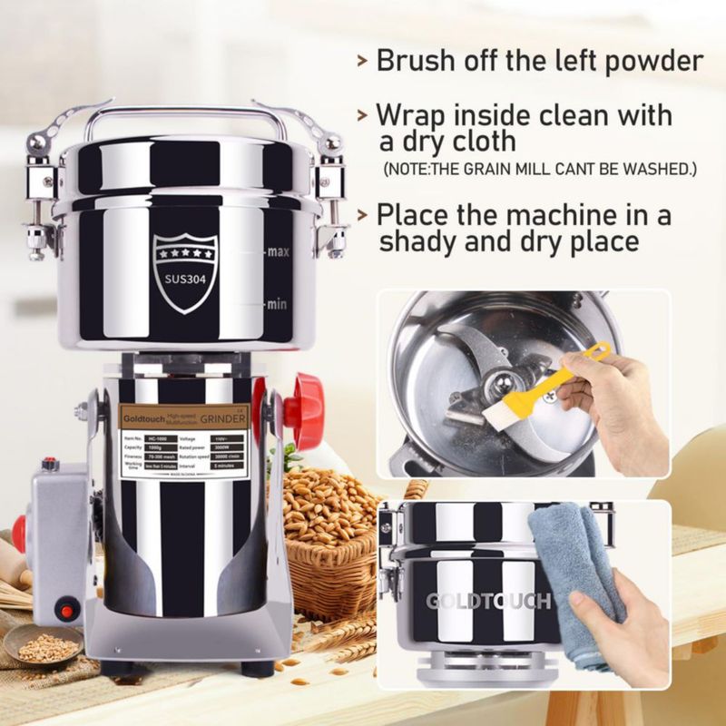 Molino de granos Goldtouch 1000 g 3000 W eléctrico de acero