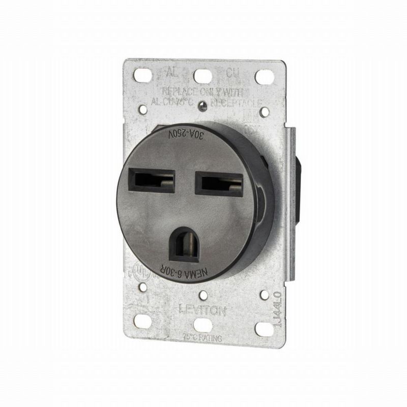 Enchufe Leviton 5372-S00 de 30 amperios 250 V 6-30R montaje empotrado negro paquete de 2