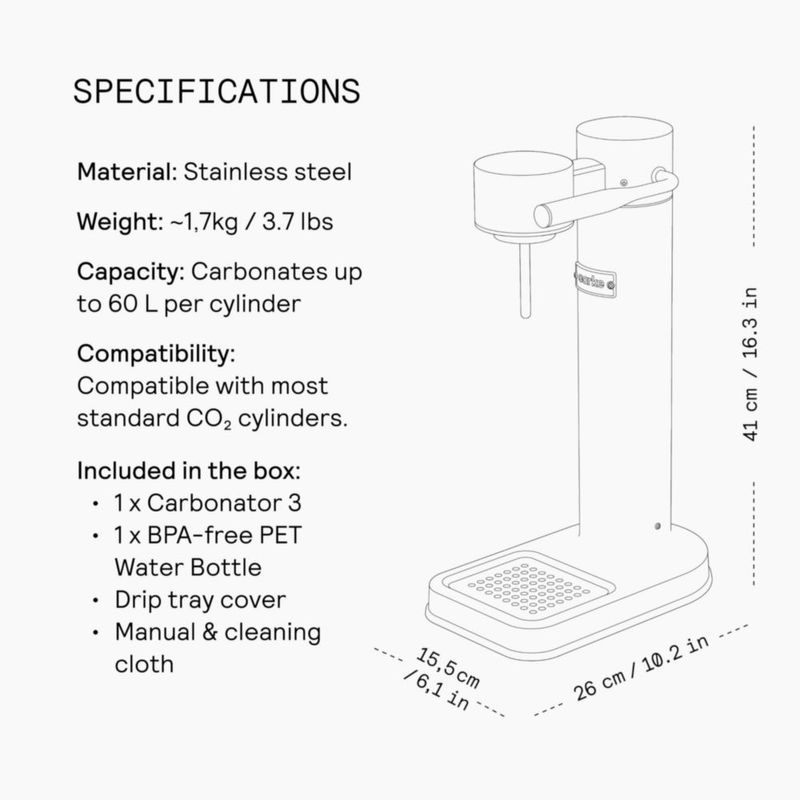 Máquina de agua con gas Aarke Carbonator 3 gris mate 800 ml