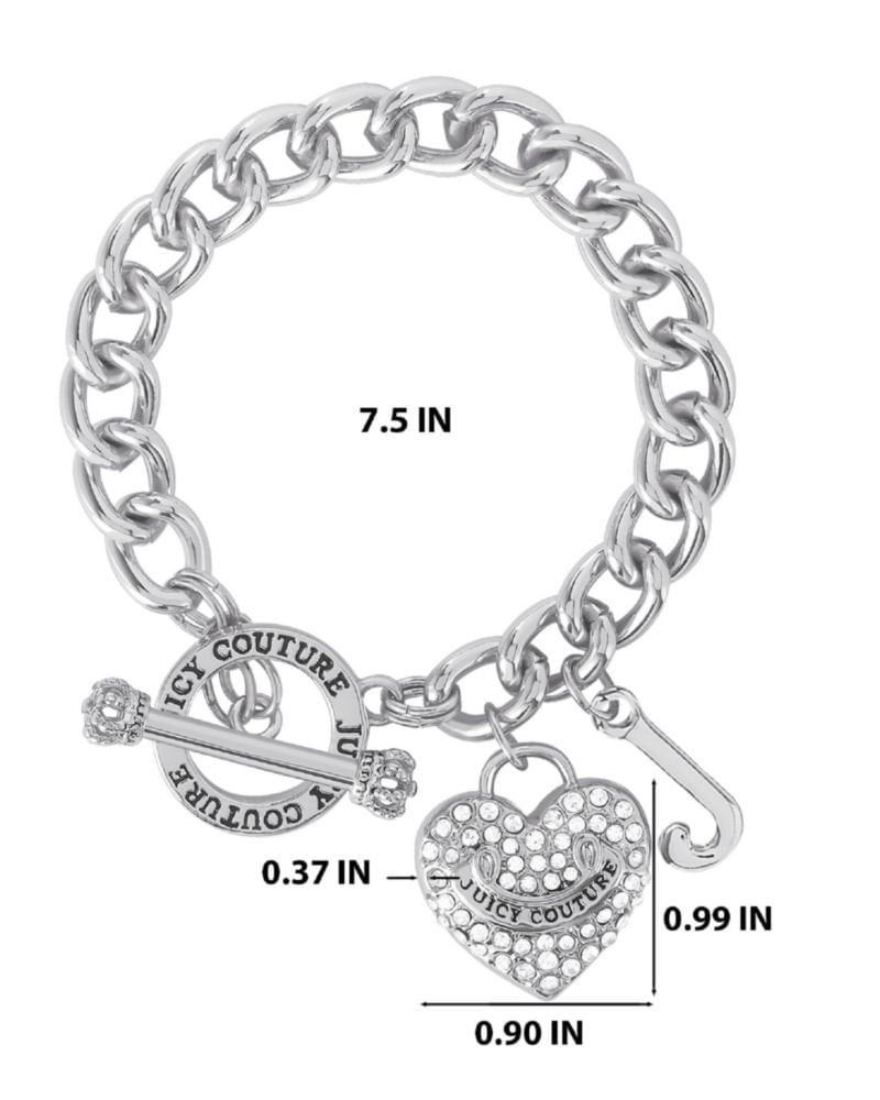 Pulsera Juicy Couture 19 cm Corazón de Cristal Transparente