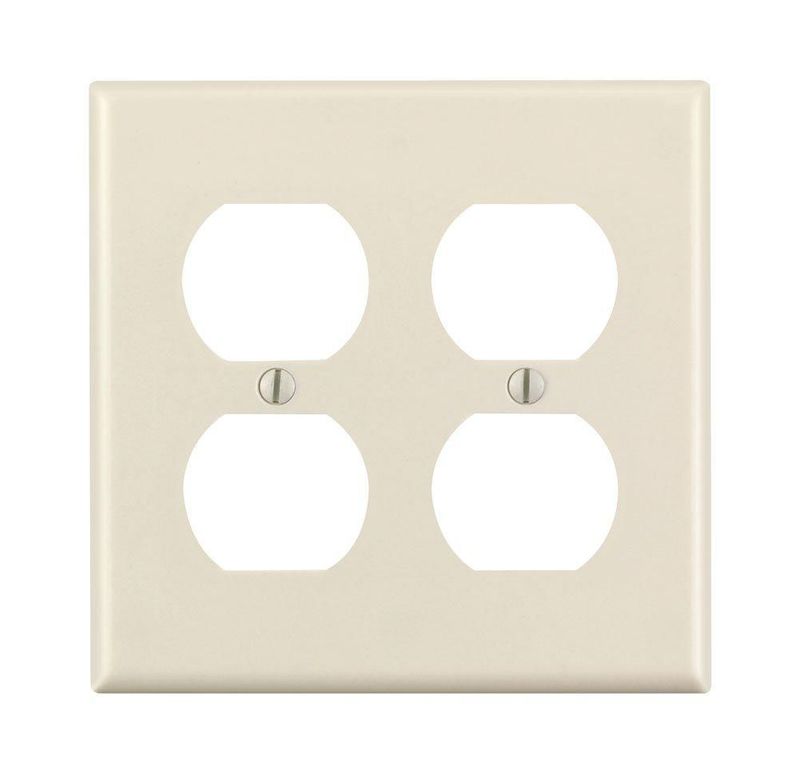 Placa de pared dúplex de 2 elementos Leviton termoestable color almendra claro