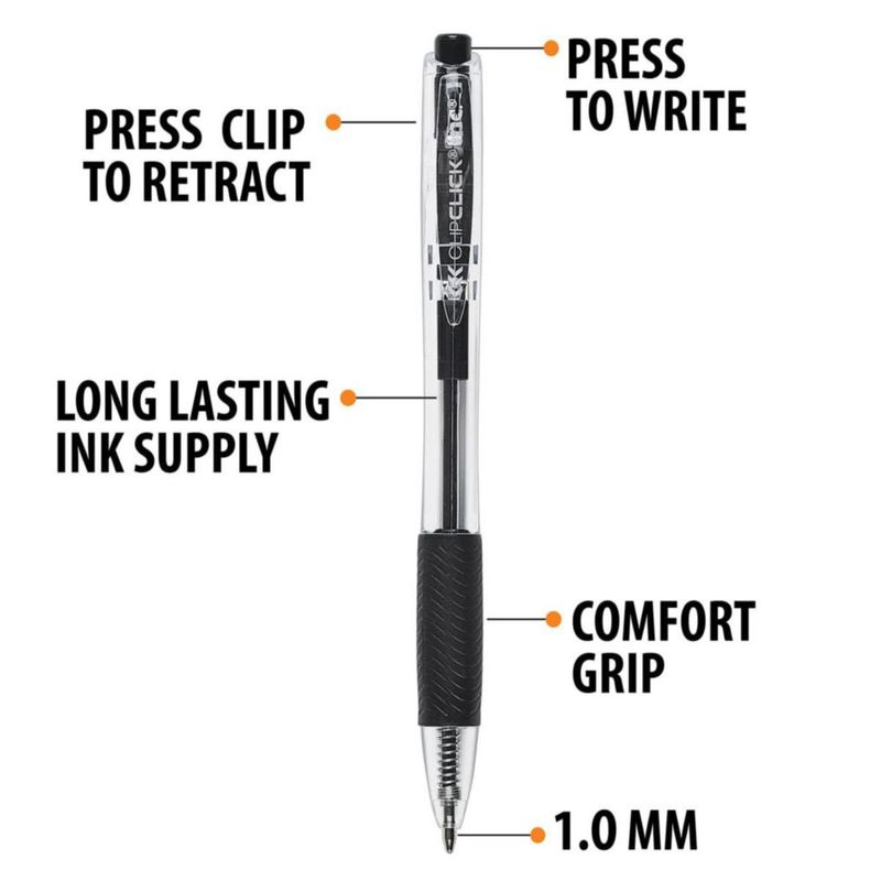 Bolígrafos de bola Inc. 75 unidades punta media 1.0 mm tinta negra
