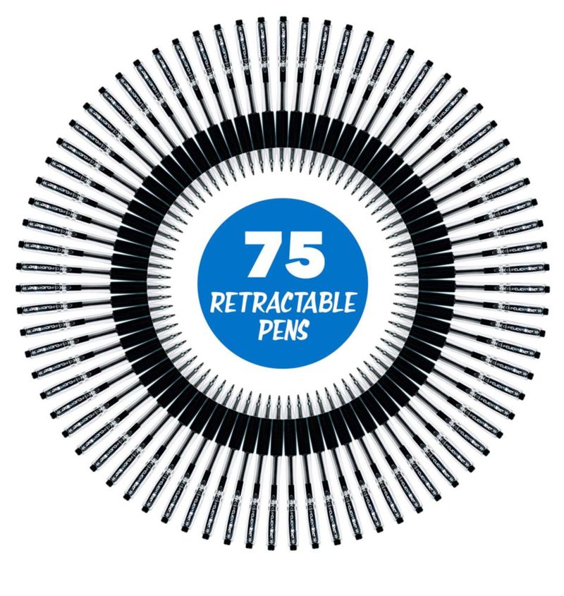 Bolígrafos de bola Inc. 75 unidades punta media 1.0 mm tinta negra