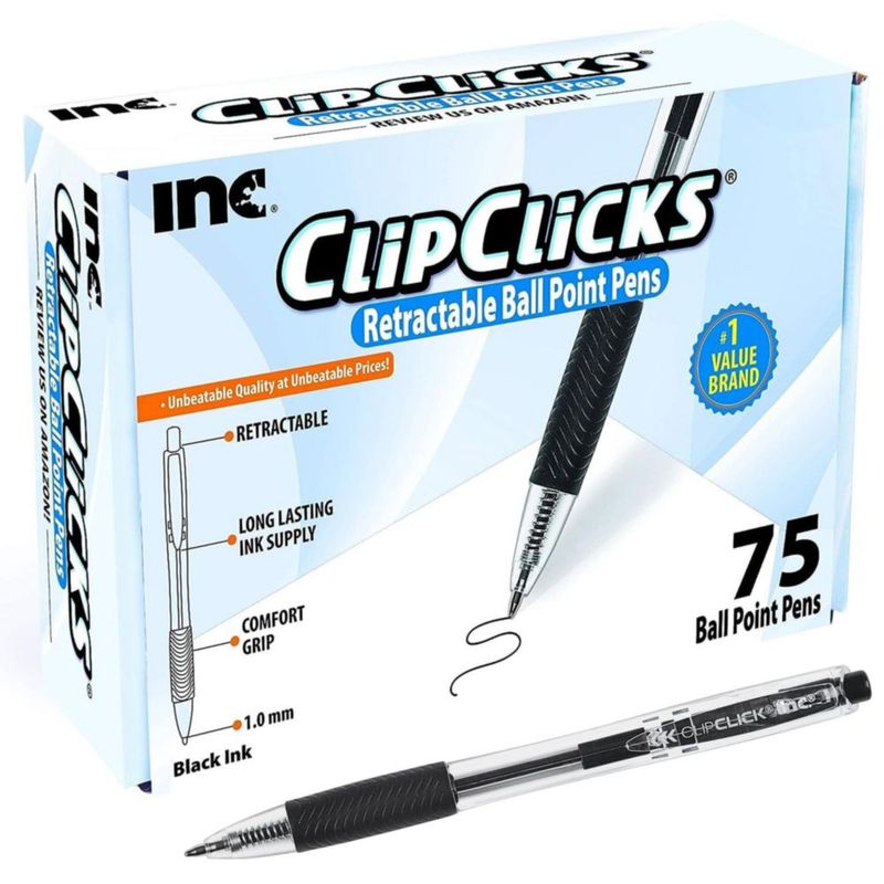 Bolígrafos de bola Inc. 75 unidades punta media 1.0 mm tinta negra