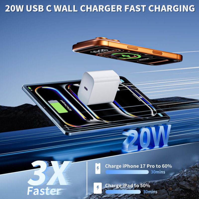 Cargador USB‑C Vagavo 3M 20W Pack de 3 Cables Rápidos