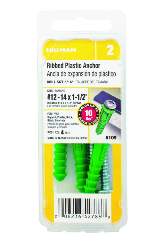 Taco de plástico Hillman 15 cm paquete de 4 unidades diámetro 6 mm