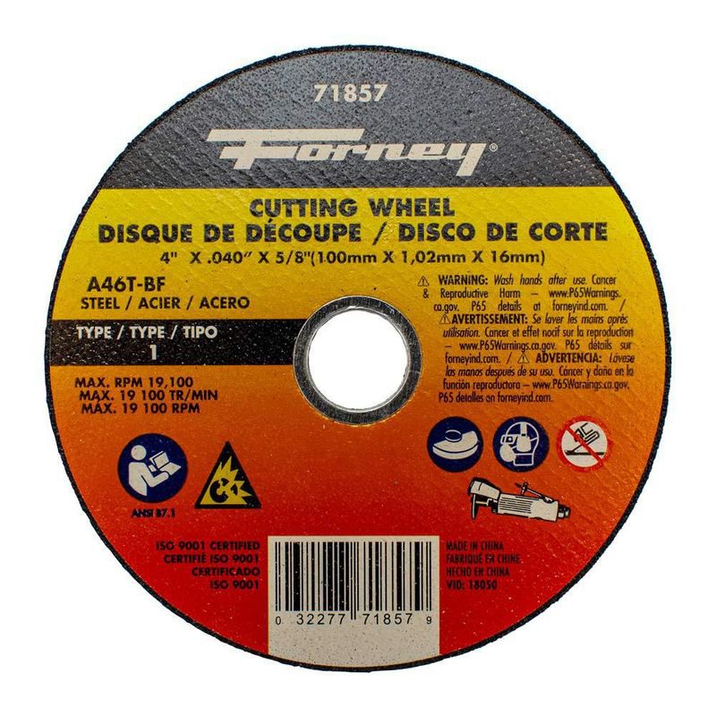 Disco de corte Forney 71857 10 cm x 1 mm tipo 1