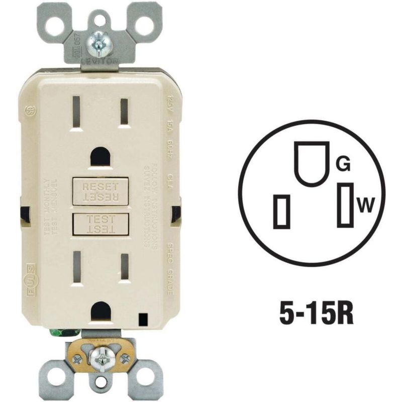 Toma eléctrica Leviton R06-GFTR1-0KT Tamper GFCI
