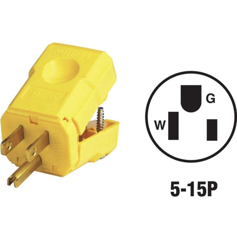 Plug Leviton Python de grado industrial 15 A 125 V hoja recta