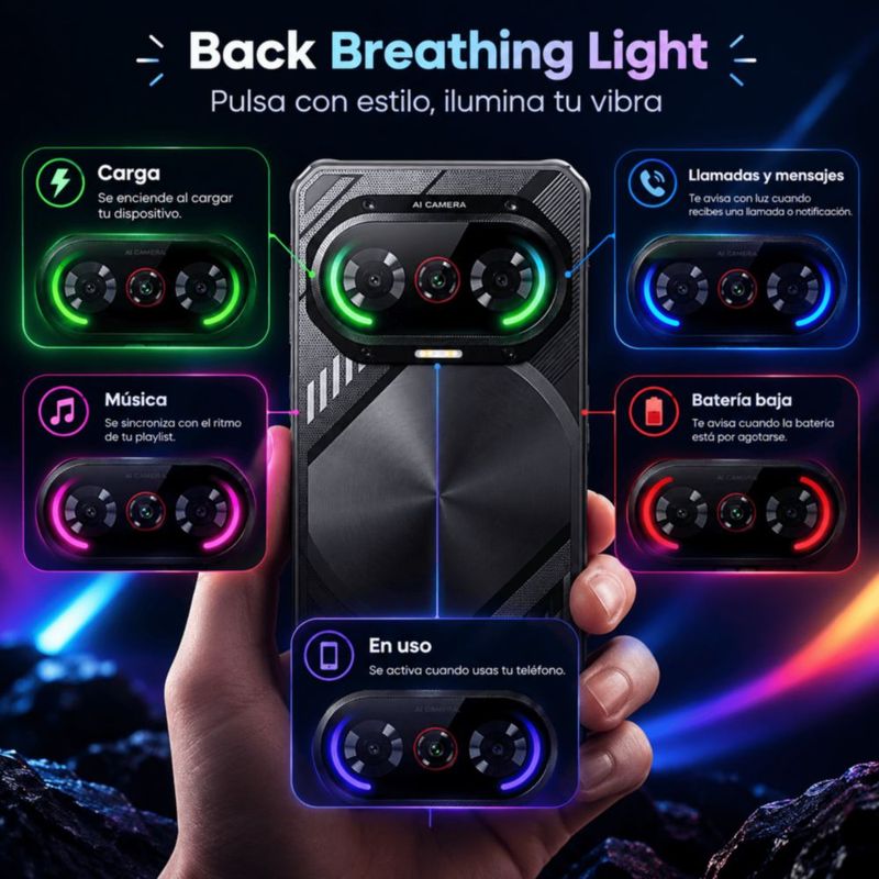 Fossibot F114 4G 4GB+128GB Negro Celular Rugged Resistente 6.67 Pulgadas 90hz Cámara 50MP AI