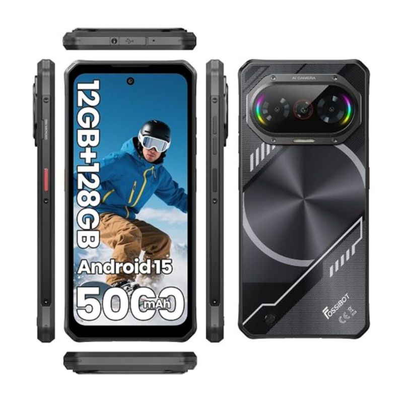 Fossibot F114 4G 4GB+128GB Negro Celular Rugged Resistente 6.67 Pulgadas 90hz Cámara 50MP AI