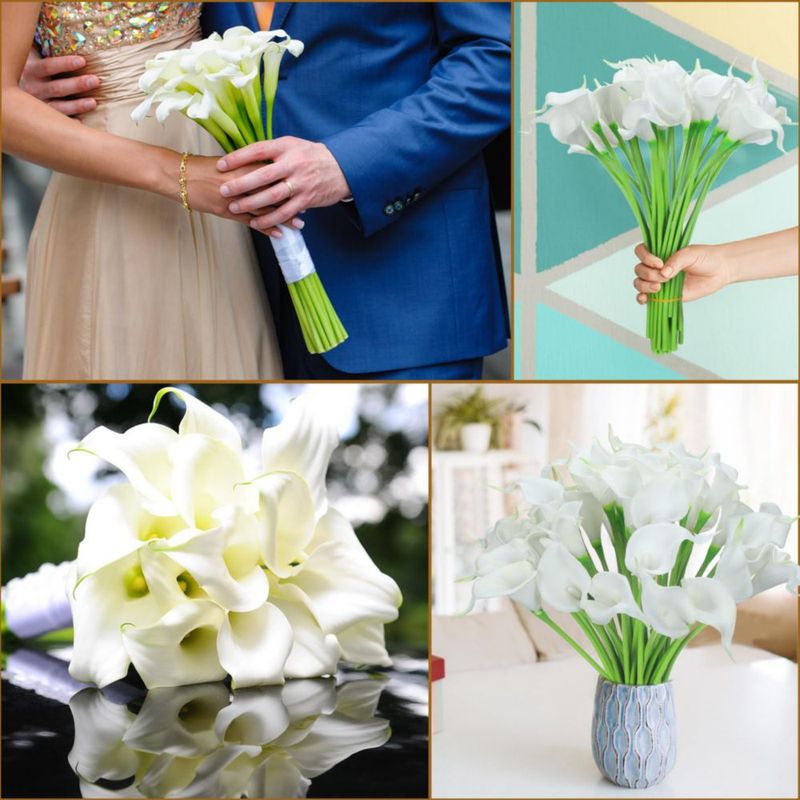 Flores artificiales Crowye 35 cm blancas – 100 unidades