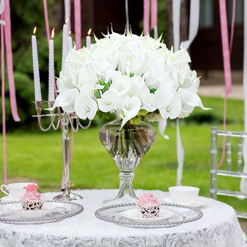 Flores artificiales Crowye 35 cm blancas – 100 unidades