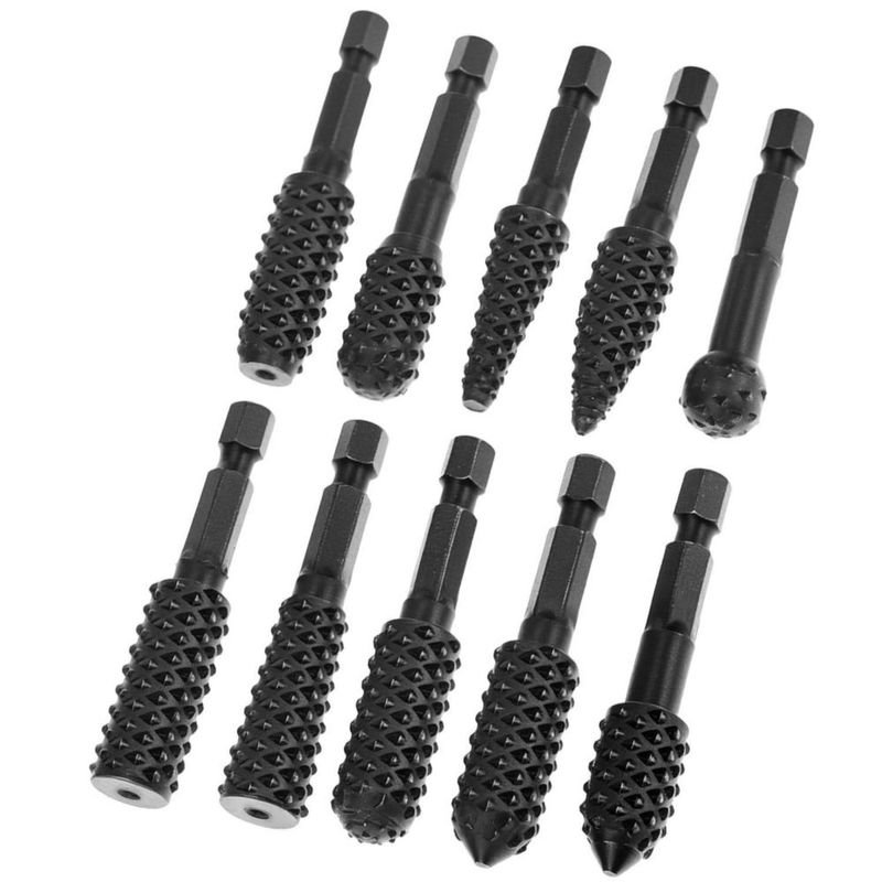 Set QWORK de 10 fresas rotativas con eje hexagonal de 1/4"