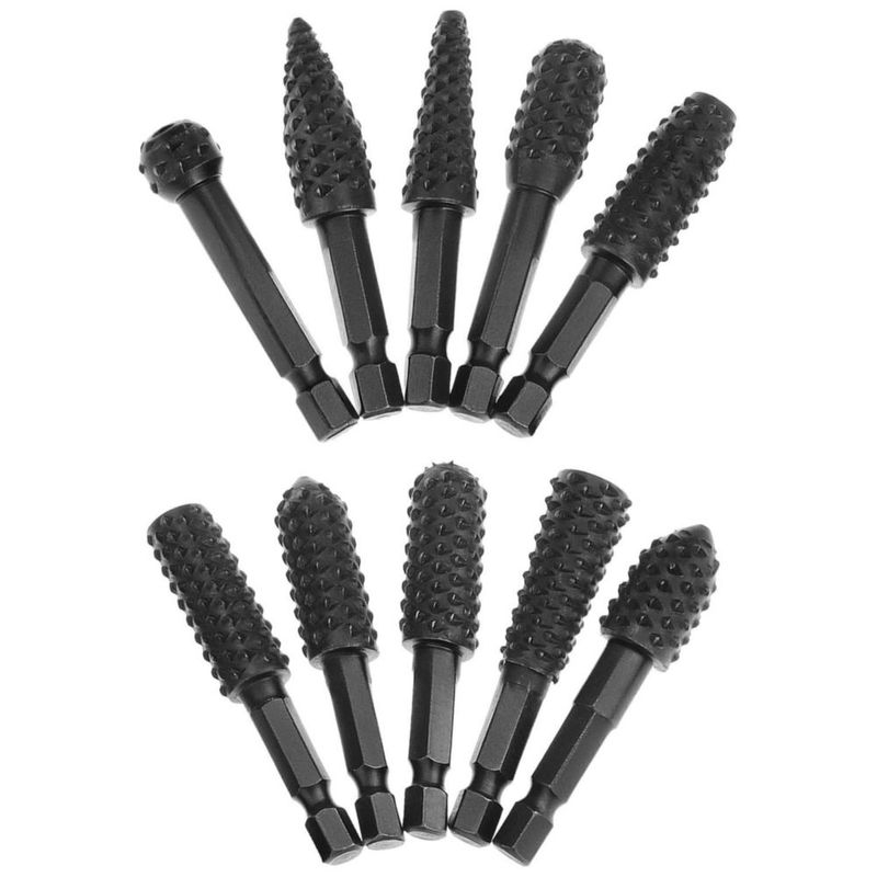 Set QWORK de 10 fresas rotativas con eje hexagonal de 1/4"