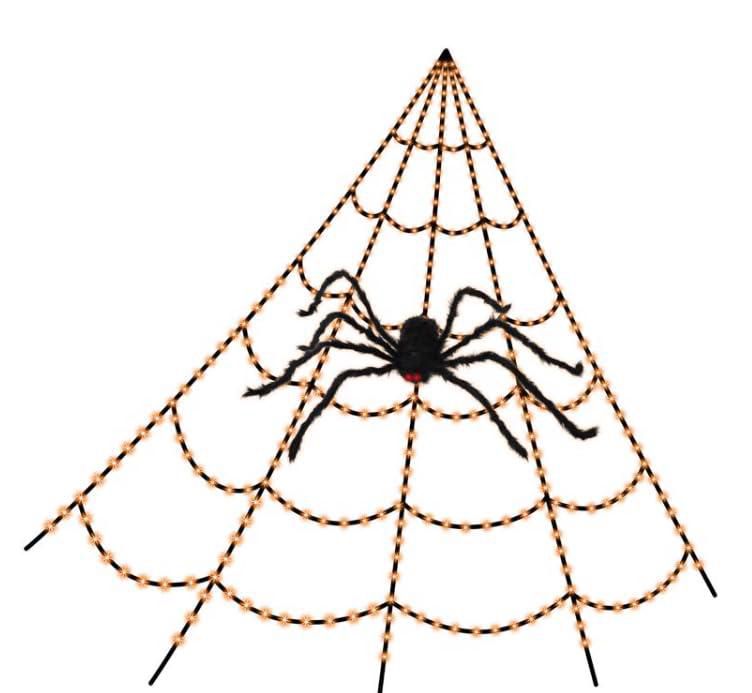 Cadena de luces LED para celebraciones con forma de araña naranja y púrpura de 16 pies