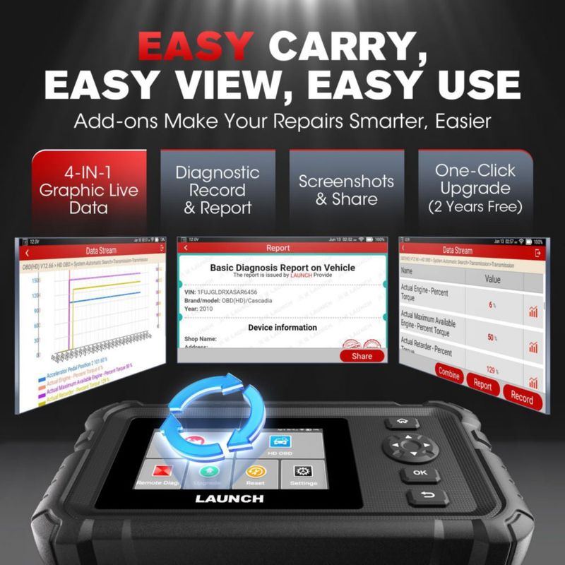 Escáner de camiones LAUNCH CRP129HD – Regeneración DPF y restablecimiento
