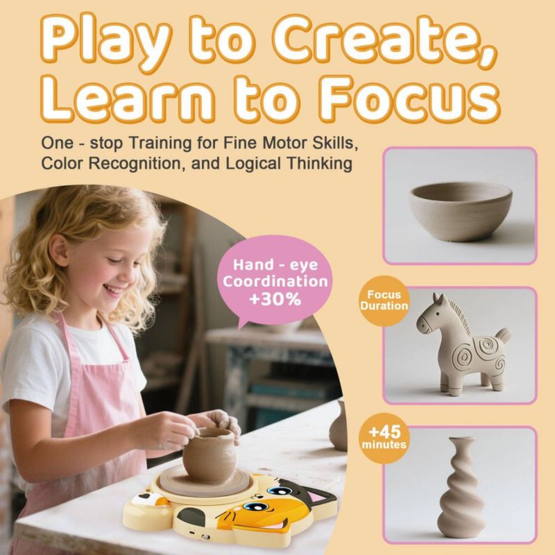 Torno de cerámica Insnug para niños – Kit de arte y manualidades (3 unidades)