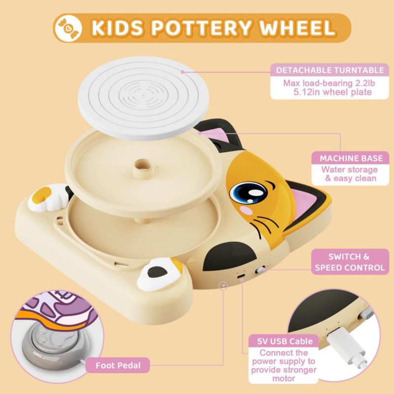 Torno de cerámica Insnug para niños – Kit de arte y manualidades (3 unidades)